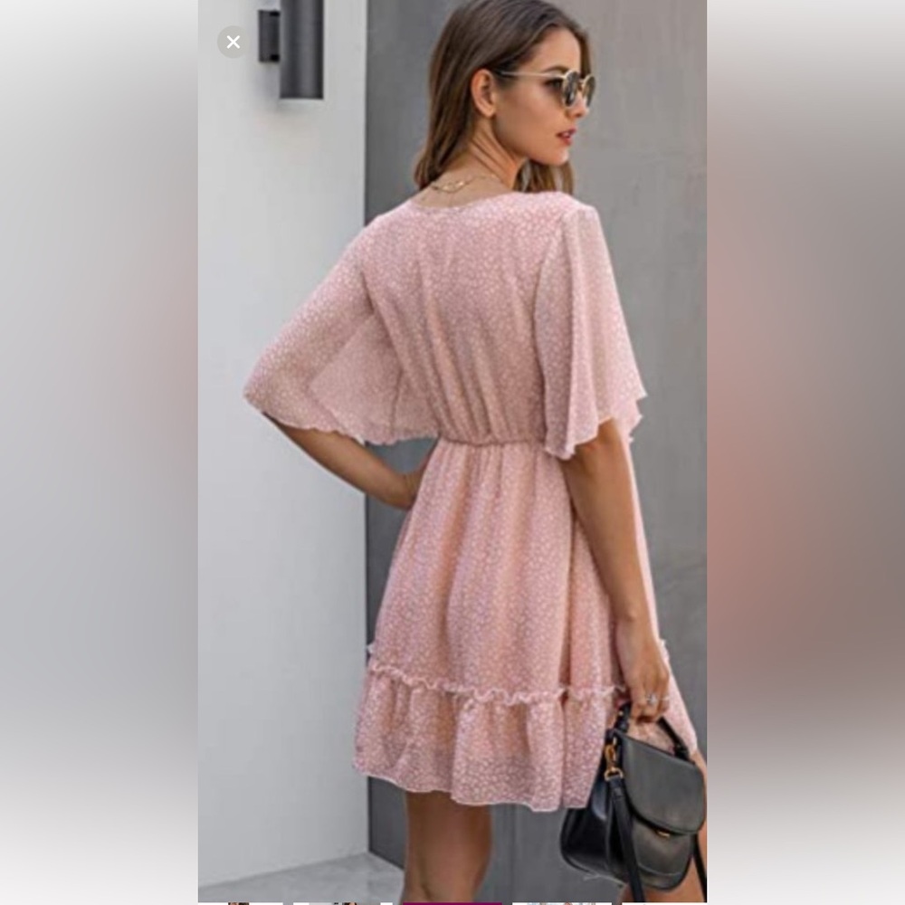 Chic Blush Ruffle Mini Dress - Picture 2 of 4